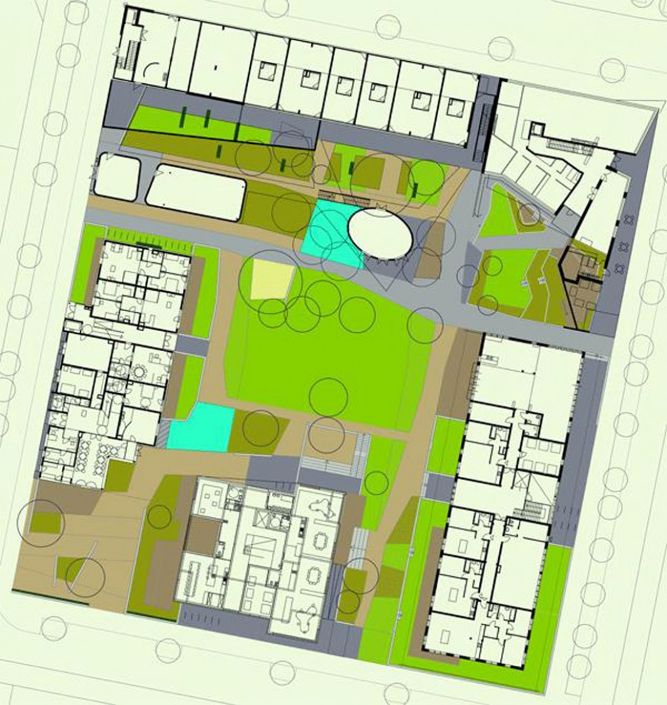 Plan showing the five building groups on parcel D13