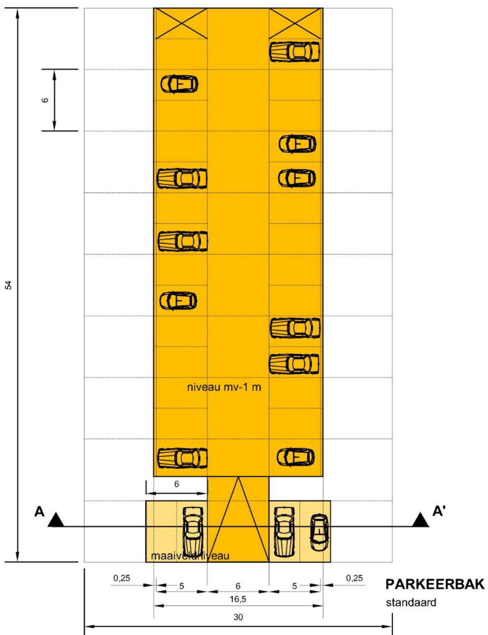 Each house has two parking spaces in the shared garage